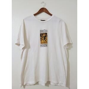 H&M Wasted Potential Oversized Graphic Print Tee Beige SZ XL